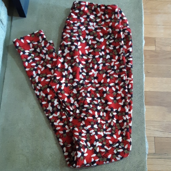 Honeybee Lularoe leggings realistic bee boho red art os - Picture 1 of 3